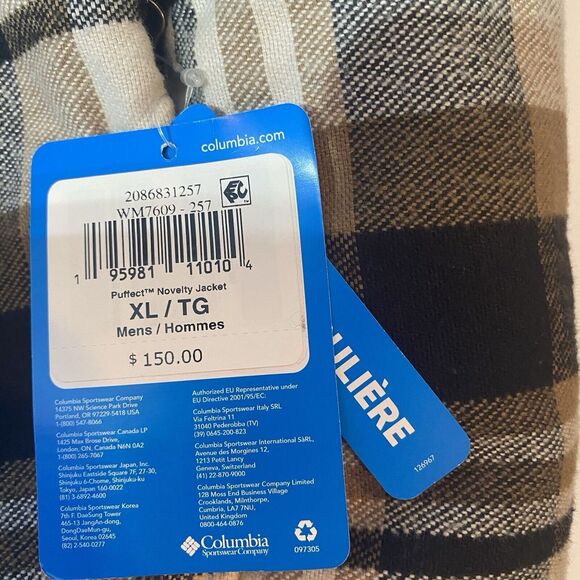 NWT Columbia Men's Puffect Novelty Plaid Puffer Jacket Full Zip Size XL $150 - Picture 11 of 13